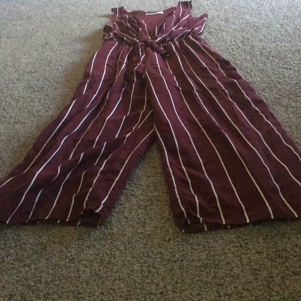 White and Dark Violet Striped Jumpsuit - Picture 5 of 5